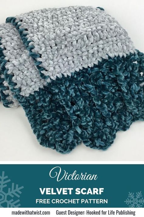 Velvet Scarf Free Crochet Pattern - It's So Soft! Crochet Velvet Cowl, Velvet Scarf Crochet Pattern, Crochet Velvet Scarf Pattern Free, Crochet Projects With Velvet Yarn, Crochet Velvet Scarf, Crochet Caplet, Crochet Bloggers, Crochet Baskets, Cozy Crochet Patterns