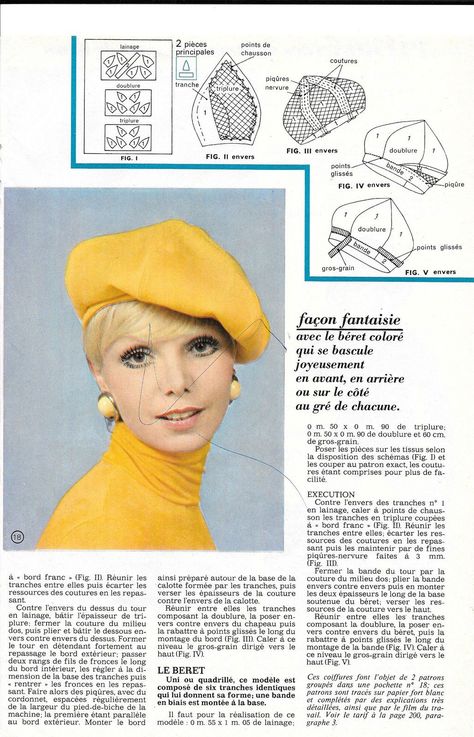 Beret Hat Pattern, Beret Pattern, Sewing Hats, African Hats, Glove Pattern, Tie Crafts, Couture Hats, Hat Tutorial, Hat Patterns To Sew