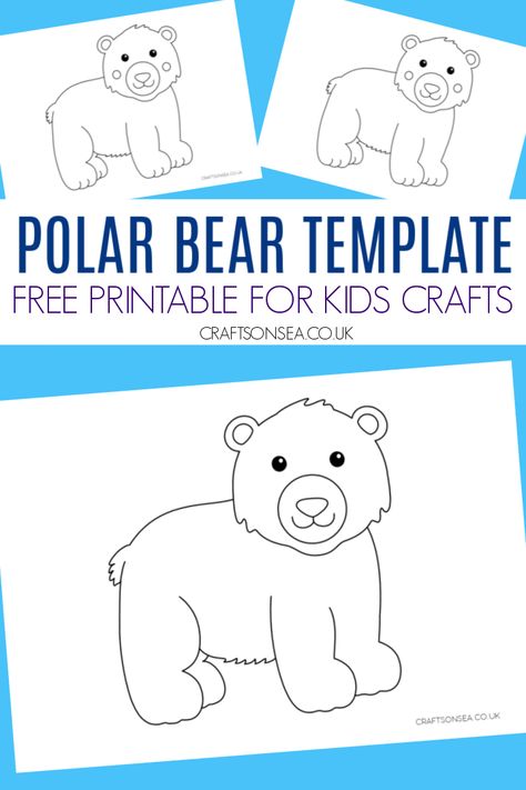 Polar Bear Template (FREE Printable) Polar Bear Craft Preschool, Polar Bear Template, Polar Bear Applique, Polar Bear Printable, Bear Crafts Preschool, Polar Bear Outline, Polar Bears Activities, Bear Outline, Bear Stencil