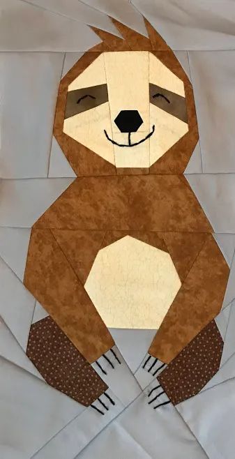 Sew Cute Baby Animals Book - Made By Marney Sloth Quilt Pattern, Sloth Quilt Pattern Free, Sloth Applique Pattern, Animal Quilt Blocks, Sloth Quilt, Free Paper Piecing Patterns, Unicorn Pillow, Baby Quilt Pattern, Animal Images