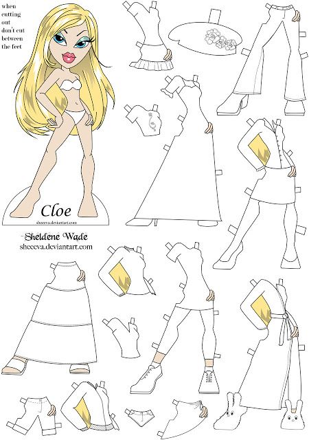 TODORECORTABLES SUEÑOS DE PAPEL: RECORTABLES Y COSITAS DE LA MUÑECA BRATZ Bratz Coloring Pages, Cute Bratz, Bratz Birthday, Cloe Bratz, Doll Dress Up Games, Bratz Coloring, Paper Doll Craft, Doll Template, Fathers Day Coloring Page