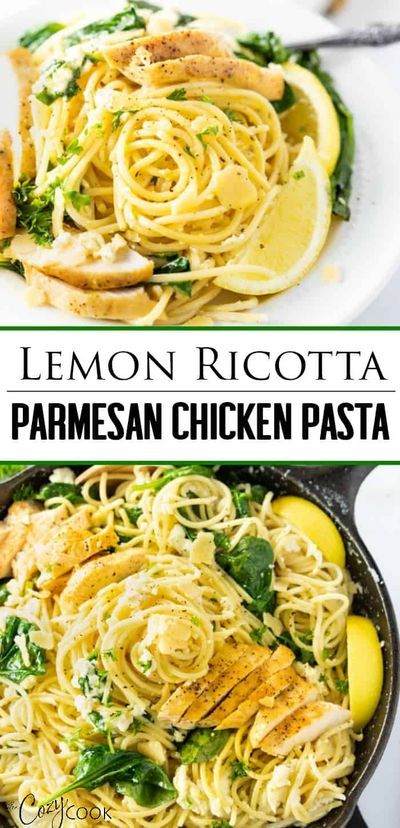 Ricotta Pasta Recipes, Lemon Ricotta Pasta, Ricotta Stuffed Chicken, Pasta With Chicken, Chicken Parmesan Pasta, Seared Chicken, Chicken Spinach, Spinach Ricotta, Ricotta Pasta