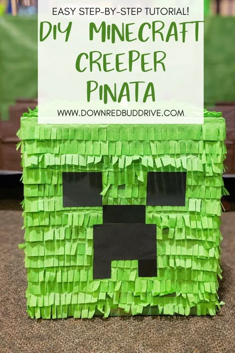 Creeper Pinata Diy, Minecraft Piñata Diy, Minecraft Pinata Diy, Creeper Pinata, Minecraft Themed Birthday Party, Minecraft Pinata, Nintendo Birthday Party, Minecraft Birthday Decorations, Minecraft Party Ideas