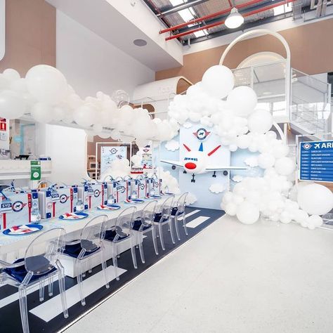 Airport Theme Party Decorations, Airport Theme Party, Aeroplane Travel, Airplane Birthday Party Decorations, Airplane Clouds, Airport Theme, Foam Airplane, Aviation Party, Planes Birthday Party