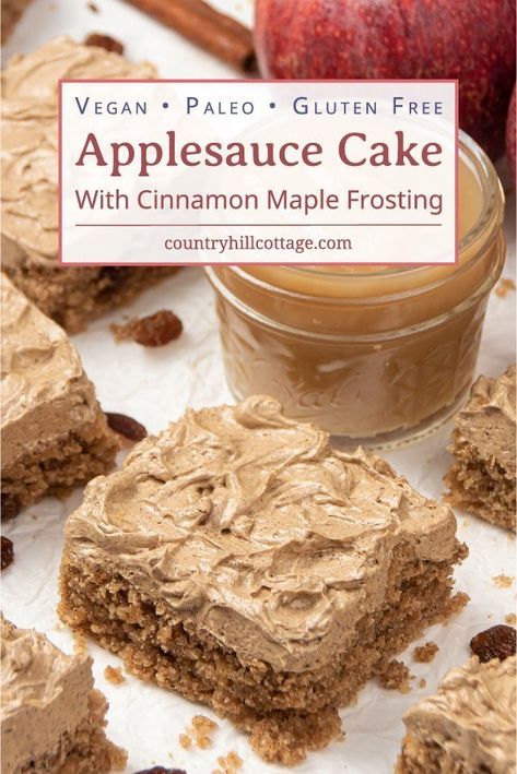 Paleo Applesauce, Vegan Applesauce, Vegan Icing, Cake With Raisins, Applesauce Spice Cake, Applesauce Cake Recipe, Spiced Applesauce, No Sugar Desserts, Paleo Vegetarian Recipes