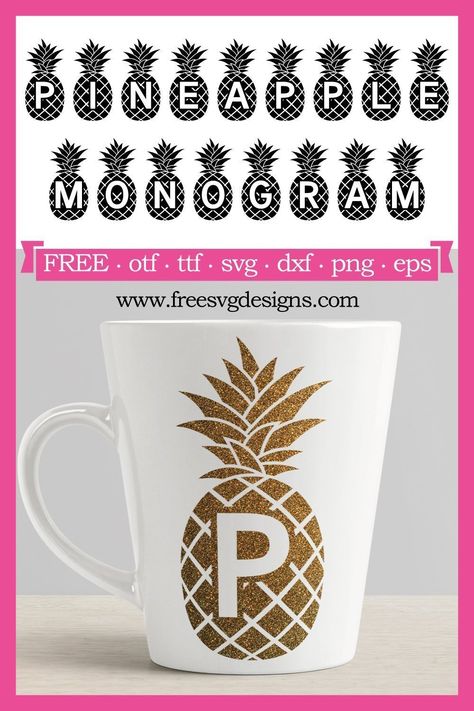 Pineapple Svg Free, Pineapple Cricut, Pineapple Svg, Pineapple Monogram, Cricut Monogram, Free Svgs, Cricut Tips, Svg Images, Cricut Projects Beginner