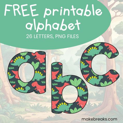 Free Printable Letters / Numbers Archives - Make Breaks Dino Letters Free Printable, Dino Alphabet Free Printable, Jungle Alphabet Letters Free Printable, Jungle Safari Letter Printable, Dino Alphabet Letters, Dinosaur Letters, Funny Christmas Hats, Letters To Print, Alphabet Letters To Print