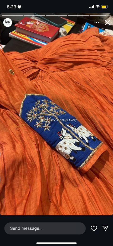 Hand Embroidery Blouse Designs, Hand Work Ideas, Kurti Simple, Kurti Models, Hand Embroidery Blouse, Maggam Designs, Kutch Embroidery, Kurtis Design, Model Blouse Designs