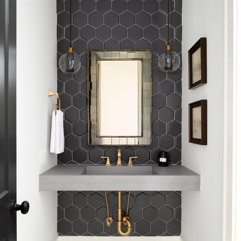 Hexagon Wall Tiles, Hexagon Tile Bathroom, Bathroom Exhaust, Downstairs Toilet, Bad Inspiration, Bathroom Trends, Exhaust Fan, Simple Bathroom, Contemporary Bathroom