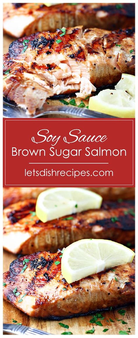 Brown Sugar Salmon, Grilled Kabob Recipes, Dinner Fish, Delicious Salmon Recipes, Seafood Dish Recipes, Salmon Marinade, Sweet Soy Sauce, Fish Salmon, Salmon Soy Sauce