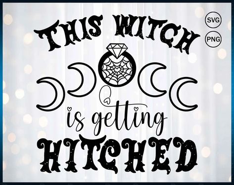 This Witch Is Getting Hitched, Halloween Engagement, Diy Halloween Shirts, Bachelorette Svg, Witch Wedding, Getting Hitched, Svg Wedding, Cricut Halloween, Wedding Announcement