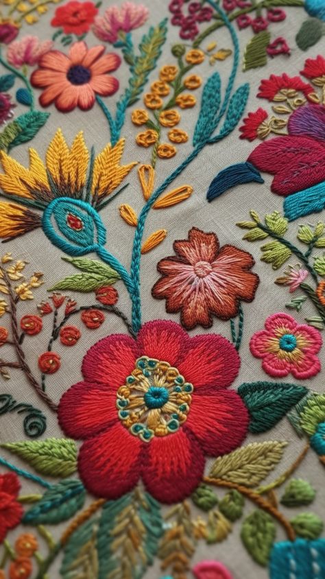 Midjourey art Mexico Embroidery Pattern, Spanish Embroidery Patterns, Mexican Flower Embroidery, Mexican Embroidery Designs, Satin Embroidery, Simple Hand Embroidery Patterns, Wool Applique Patterns, Embroidery Lessons, Mexican Embroidery