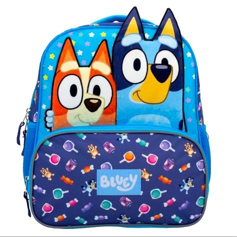 Brand New Bluey Bingo Kids Boy Girl 14" Backpack Book Bag Blue Check Out My Other Bluey Items, Bundle And Save!! 14" H X 12" W X 4.5" D Large Interior To Store All His Essential Items With Printed Back Wall Slip Pocket And Printed Id Tag Padded Top Loop & Printed Straps For Comfortable Carrying And Hanging 2 Foam Mesh Side Pockets Front Zip Pocket To Stash Items They Want In Easy Reach Highly Visible Reflective Trim For Safety Printed Straps Printed Id Tag On Inside Back Wall Bingo For Kids, Bluey And Bingo, Target Accessories, Toddler Stuff, Backpack Outfit, Animal Images, Kids School Backpack, Petunia Pickle Bottom, Faux Leather Backpack