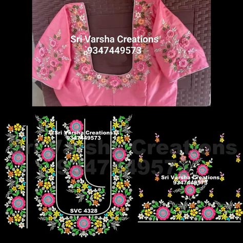 Thread Work Blouse Designs, Computer Embroidery Designs, Thread Work Blouse, Machine Embroidery Designs Projects, Work Blouse Designs, Latest Embroidery Designs, Mirror Work Blouse Design, Computer Works, Computer Design