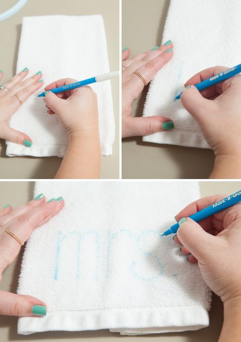 Diy Towel Embroidery, Embroidery Towels Bath, Hand Embroidery On Towels, How To Embroider Towels By Hand, Hand Embroidered Dish Towels, Diy Initial Letters, Hand Towel Embroidery, Hand Towels Diy, Kitchen Towels Diy