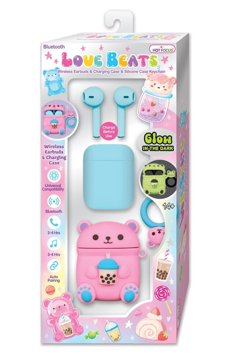 A gummy bear holds a boba tea on this protective silicone keyring case, adding character to wireless earbuds and a charging case. 4.5" x 10" x 1.3" Ages 14 and up 3-4 hour talk/music time Bluetooth connectivity Imported Toys For Teens, Love Beats, Beats Earbuds, Lilo And Stitch Merchandise, Candy Land Birthday Party, Cute Ipad Cases, Music Time, Candyland Birthday, Girly Phone Cases