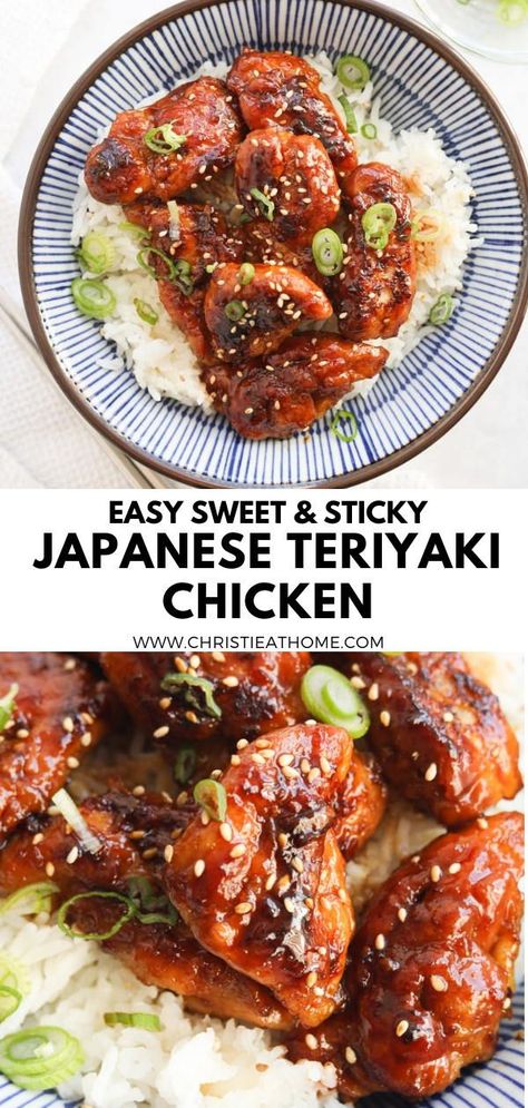 Chicken Teriyaki. Tender chicken thighs cooked in a sweet, sticky, savoury teriyaki glaze. A popular Japanese dish that is simple to make at home. Ready in under 30 minutes. A great main for dinner, lunch or as leftovers. tags: teriyaki chicken recipes easy, terriaki chicken recipe dinners, simple teriyaki chicken, teriyaki chicken stir fry, teriyaki chicken recipe, teriyaki chicken thighs Japanese Bbq Sauce Chicken Recipe, Chicken Terriaki Chicken Stir Fry, Chicken Terriaki Chicken, Teriyaki Chicken Recipes Easy, Terriaki Chicken Recipe Dinners, Stir Fry Teriyaki Chicken, Teriyaki Chicken Thighs Boneless, Fried Teriyaki Chicken, Chicken Teriyaki Recipe Easy