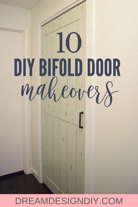 Bifold Door Decor Ideas, Pole Wrap On Bifold Doors, How To Make Bifold Doors Into One Door, What To Do With Bifold Closet Doors, Bedroom Bifold Doors, Update Shutter Closet Doors, Mirror Bifold Door Makeover, Replacement For Bifold Doors, Decorative Trim On Doors