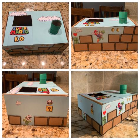 Bo’s Valentine’s Day Box. Changed Bro to Bo ❤️ Mario Valentine Box Ideas, Shoe Box Ideas, Valentine Box Ideas, Valentines Box, Valentine Ideas, Valentine Box, Box Ideas, Super Mario Bros, Mario Bros