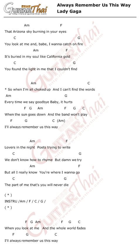 Always remember us this way - Lady gaga Always Remember Us This Way Lyrics, Remember Us This Way, Lady Gaga Always Remember Us This Way, Always Remember Us This Way, Joanne Lady Gaga, Piano Songs Chords, Ukelele Chords Ukulele Songs, Lady Gaga Song, Easy Ukulele Songs