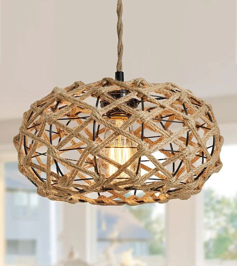 Small Basket Light Fixture, Retro Light Fixtures, Boho Pendant Light, Coastal Light Fixtures, Coastal Pendant Lighting, Swag Pendant Light, Rustic Coastal Decor, Beach House Lighting, Boho Chandelier