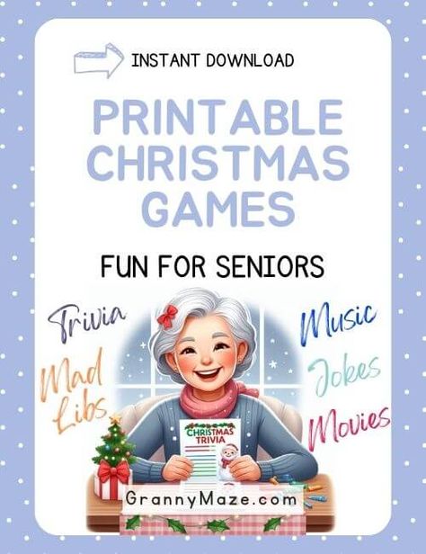 12 Fun Printable Christmas Games for Seniors @grannymaze Christmas Party Games For Church Ladies, Christmas Games For Seniors Party Ideas, Group Games For Adults Indoor Christmas, Christmas Games For Quilters, Christmas Party Games For Senior Adults, Elderly Christmas Activities, Christmas Games For Older People, Womens Christmas Party Games, Christmas Party Games For Groups Free Printable