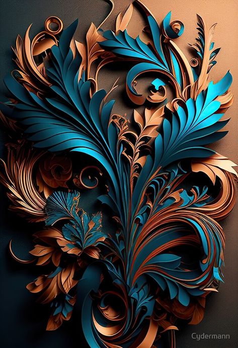 "Copper and blue toile pattern" by Cydermann | Redbubble Iphone Wallpaper Modern, Art Deco Design Graphics, Copper And Blue, Toile Pattern, Gothic Fantasy Art, Blue Toile, Iphone Wallpaper Hd Nature, Copper Art, Art Gallery Wallpaper