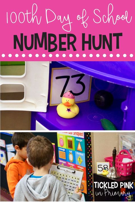 100th Day of School duck hunt. Students hunt for numbers to 100, then cross the number off on their 100 chart when they find that duck. #100thdayofschool #kindergarten #math 100th Day Of School Ideas, 100th Day Of Kindergarten, Freebie Ideas, 100 Días De Clases, Numbers To 100, 100th Day Of School Crafts, 100s Day, 100 Day Of School Project, 100 Day Celebration