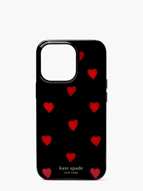 Women's black multi. glitter hearts iphone 13/13 pro case | Kate Spade New York UK Kate Spade Phone Case, Gold Foil Logo, Cute Presents, Glitter Hearts, Mobile Covers, Red Hearts, Black Glitter, Phone Bag, Phone Case Accessories