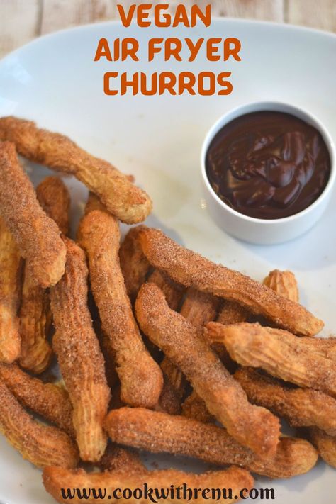 Air Fryer Churros, Vegan Air Fryer, Air Fryer Recipes Dessert, Churros Recipe, Vegan Snack Recipes, Air Fried Food, Guilt Free Snacks, Gluten Free Desserts Recipes, Flour Recipes