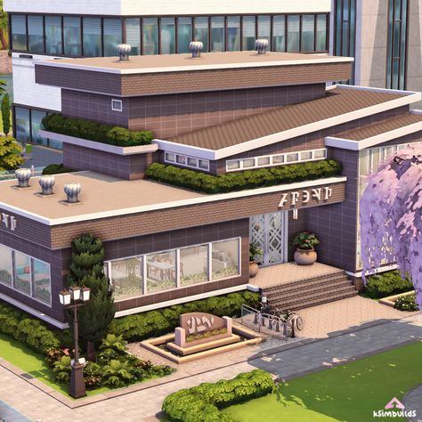 Sims 4 University Dorm Builds, Sims 4 Library Layout, Foxbury Student Housing Sims 4, Sims 4 Foxbury Commons, Foxbury Commons, Sims4 Newcrest, Sims 4 Office Building, Sims 4 University Dorm, Sims 4 Library