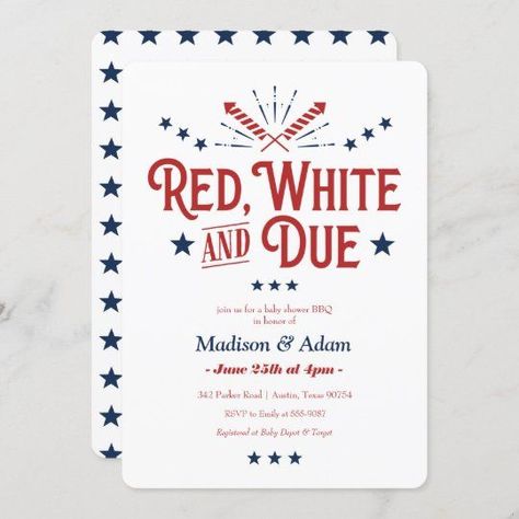 Red White And Due, Patriotic Baby, Born In The Usa, Rustic Baby Shower Invitations, Baby Shower Bbq, Usa Baby, Rustic Baby Shower, Blue Baby Shower, Invitation Sizes