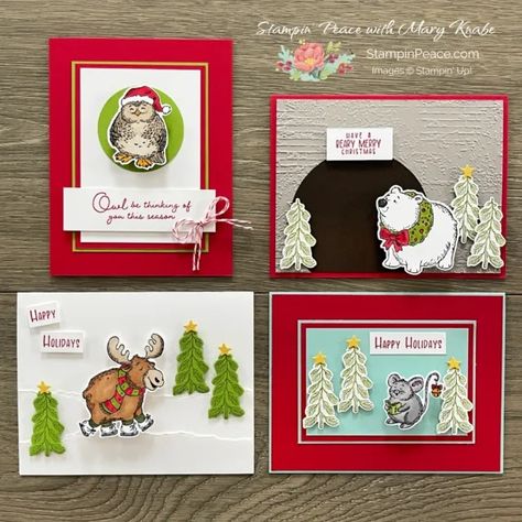 Christmas Friends Class to Go Su Christmas Friends Cards, Stampin Up Christmas Friends Cards, Stampin Up Christmas Cards 2024-2025, Stampin Up Christmas Friends, Christmas Friends Stampin Up Cards, Create Christmas Cards, Christmas Owls, Homemade Christmas Cards, Stampin Up Christmas Cards