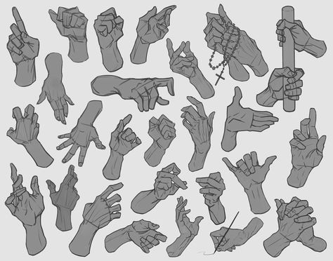 Hand Studies, Austin DeGroot on ArtStation at https://www.artstation.com/artwork/rRa0Oa Base Drawing, Hand Gestures, Hand Drawing Reference, Anatomy Sketches, Reference Drawing, Body Reference Drawing, Hand Reference, 인물 드로잉, Anatomy Drawing