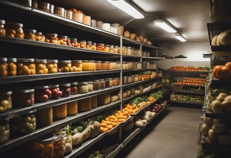 Homestead Root Cellar, Basement Root Cellar, Root Vegetable Storage, Canning Shelves, Cold Cellar, Canning Room, Homestead Apartment, Greenhouse House, Root Cellar Storage