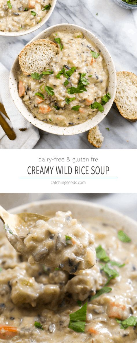 Gfdf Recipes, Healthy Broth, Vegan Wild Rice, Creamy Wild Rice, Soup Recipes Healthy, Creamy Wild Rice Soup, Wild Rice Soup Recipes, Soup Lovers, Rice And Vegetables