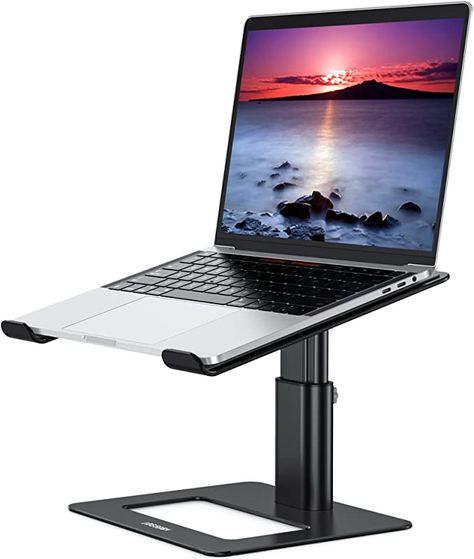 BESIGN Aluminum Laptop Stand, Ergonomic Adjustable Notebook Stand, Riser Holder Computer Stand Compatible with Air, Pro, Dell, HP, Lenovo More 10-15.6" Laptops (Black) Apple Notebook, Hp Chromebook, Portable Computer, Computer Stand, Aluminium Design, Laptop Stand, Lenovo Thinkpad, Desktop Pc, Desktop Computers