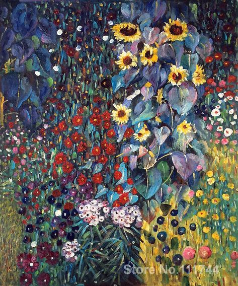 Smarter Shopping, Better Living! Aliexpress.com 1800 Paintings, Klimt Flowers, Garden With Sunflowers, Art Klimt, Garden Paintings, Classical Paintings, Klimt Paintings, Vienna Secession, Cheap Paintings