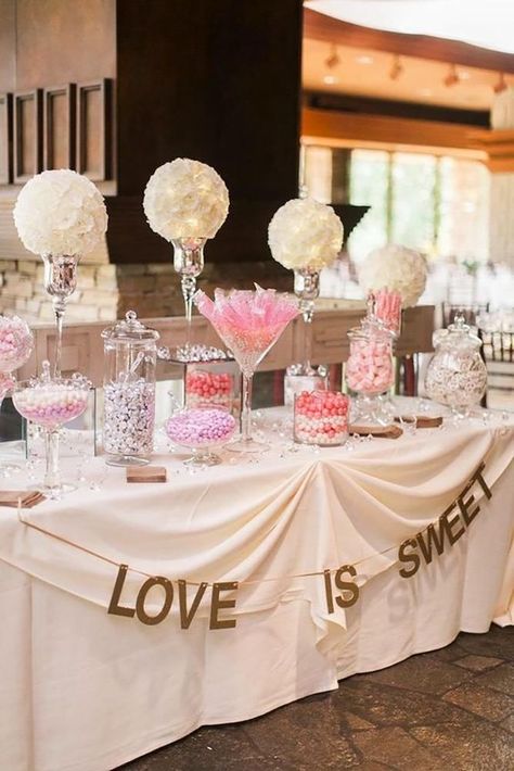 wedding dessert table ideas vintage modern pink candy bar Sposto Photography Wedding Dessert Table Ideas, Wedding Food Table, Wedding Candy Table, Dessert Table Ideas, Sweet Table Wedding, Bridal Shower Desserts, Sweet Carts, Fiesta Bridal Shower, Candy Bar Wedding