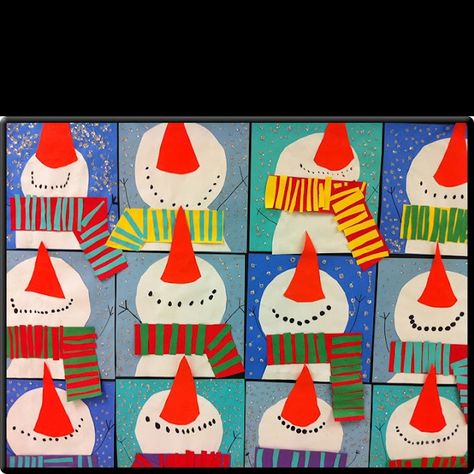 kindergarten snowmen | Cute snowmen project | ART Kindergarten Preschool Snowmen, Art Projects For Elementary Students, Projects For Elementary Students, Art Projects For Elementary, Snowman Art, Winter Art Lesson, Christmas Art Projects, Winter Art Projects, Winter Kindergarten