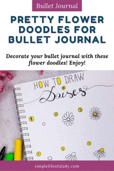 Flower doodles are easy to draw, hence a great way to add decor to your bullet journal pages. Here are a bunch of these flowers. Try these in your own BuJo! Cute Bullet Journal Ideas, Muscari Flowers, Sketchbook Idea, Bullet Journal Pages, Yellow Hibiscus, Easy To Draw, You Doodle, Friendship Symbols, Anemone Flower