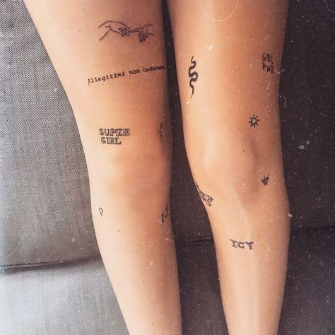 Leg tattoos | Leg tattoos, Dainty tattoos, Mini tattoos Knee Tattoos Women Words, Tattoo 101, Leg Tattoos Small, Small Thigh Tattoos, Hawaii Tattoo, Knee Tattoos, Small Tattoo Placement, Tato Paha, Omerta Tattoo