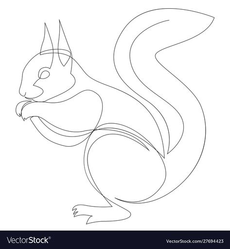 One Line Squirrel, Squirrel Line Drawing, Squirrel Line Art, Squirrel Tattoo Simple, Squirrel Tattoos, Squirrel Illustrations, Drawing Squirrel, Squirrel Drawing, Cats Pretty