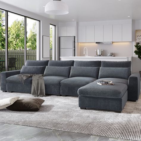 PRICES MAY VARY. Linen [Modern Sectional] This modern sectional sofa has a classic design that will never go out of style. The upholstery and sleek lines blend perfectly to create a harmonious appearance that can suit any decor style and enhance your space. [Durable & Functional] This Large sectional sofa Manufactured with high-quality wood with spring reinforced cushions, the sturdy build provides the utmost seating support. Resistant against untimely wear, dirt and spills, this fabric function Minimalist Sofa, Living Room Sofa Set, L Shaped Couch, Modern Sofa Sectional, Dangerous Goods, Couch Set, Comfortable Pillows, Sectional Sofa Couch, Modular Sectional Sofa