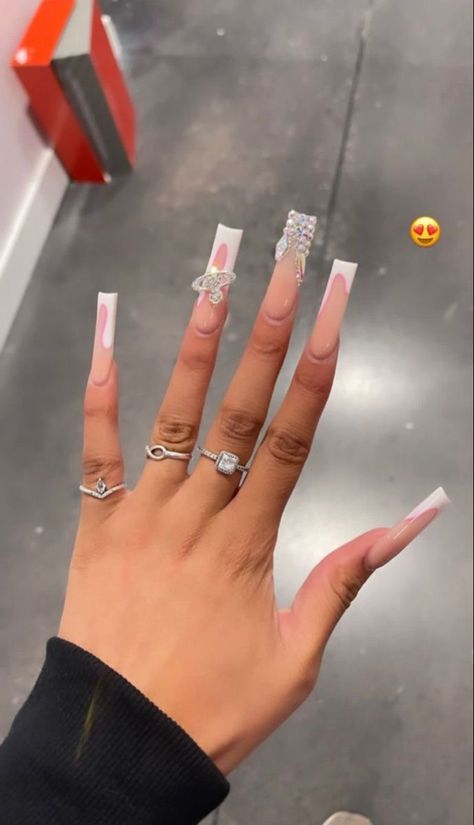 Long Square Acrylic Nails White French, Cute Nails Acrylic Tapered Square, January Bday Nails, Long Extra Acrylic Nails, Baddie Nail Sets Long, Black White And Red Nails Acrylic, Long Acrylic Birthday Nails Ideas, Nail Inspo Xl Square, Medium Long Birthday Nails