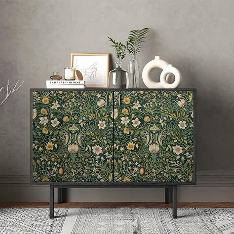 REDAMANCY Vintage Damask Green William Morris Flower Peel and Stick Wallpaper Vintage Wall Paper Stick on Contact Paper Easy Peel Off for Bedroom nightstand Drawer Renter Friendly 17.7"x236" - Amazon.com Wallpapered Dresser, Flower Peel And Stick Wallpaper, Wallpaper Dresser, Nightstand Drawer, Bedroom Nightstand, Wallpaper Vintage, Contact Paper, Bedroom Night Stands, Renter Friendly