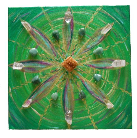 A Crystal Grid for ABUNDANCE, WEALTH & PROSPERITY Grid Painting, Crystals For Wealth, Twelfth Birthday, Sacred Geometric, Green Aventurine Crystal, Crystal Grids, See Images, Crystal Grid, Four Corners