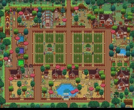 Stardew Farms, Stardew Valley Layout, Stardew Valley Tips, Types Of Farming, Stardew Valley Farms, Stardew Valley Fanart, Farm Plans, Farm Layout, Farm Games