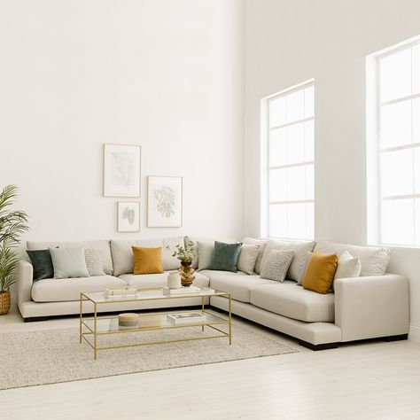 Corner Sofa Living Room, Corner Couch, Living Room Sofa Design, Online Furniture Shopping, Interior Modern, Decor Home Living Room, Living Room With Fireplace, Comfortable Sofa, New Living Room