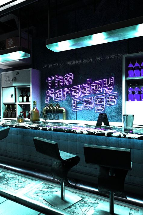 Sci Fi Bar, Cyberpunk Arcade, Neon Lounge, Cyberpunk Bar, Faraday Cage, Arcade Bar, Space Oddity, Dive Bar, Realism Art